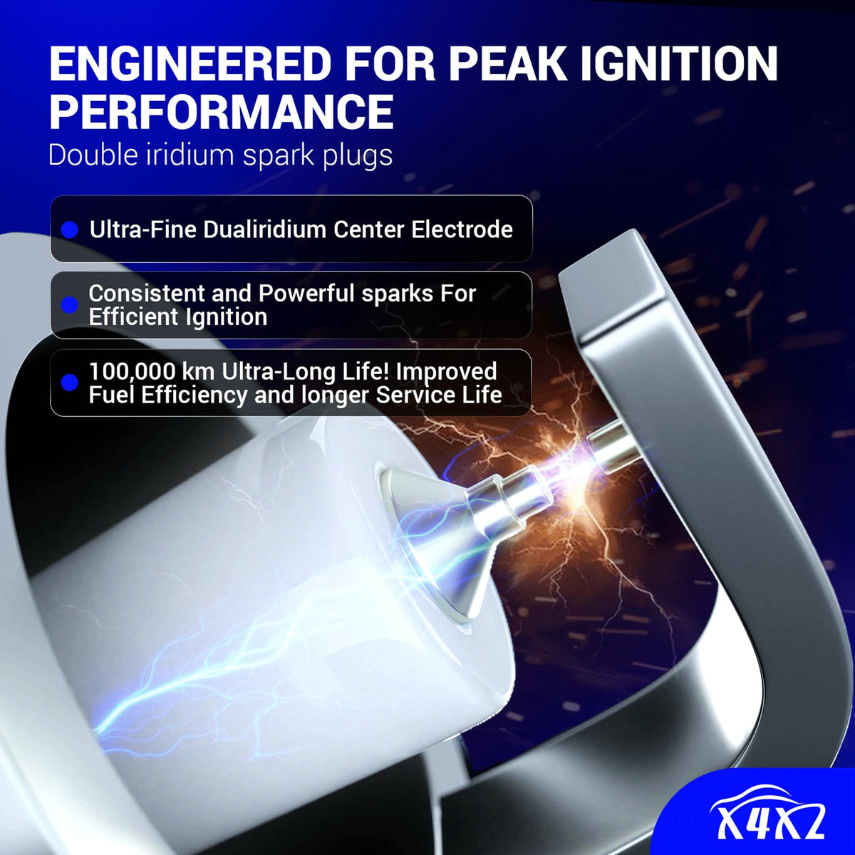 X4XZ LTR6GP8 plug side profile showing durable double iridium electrode