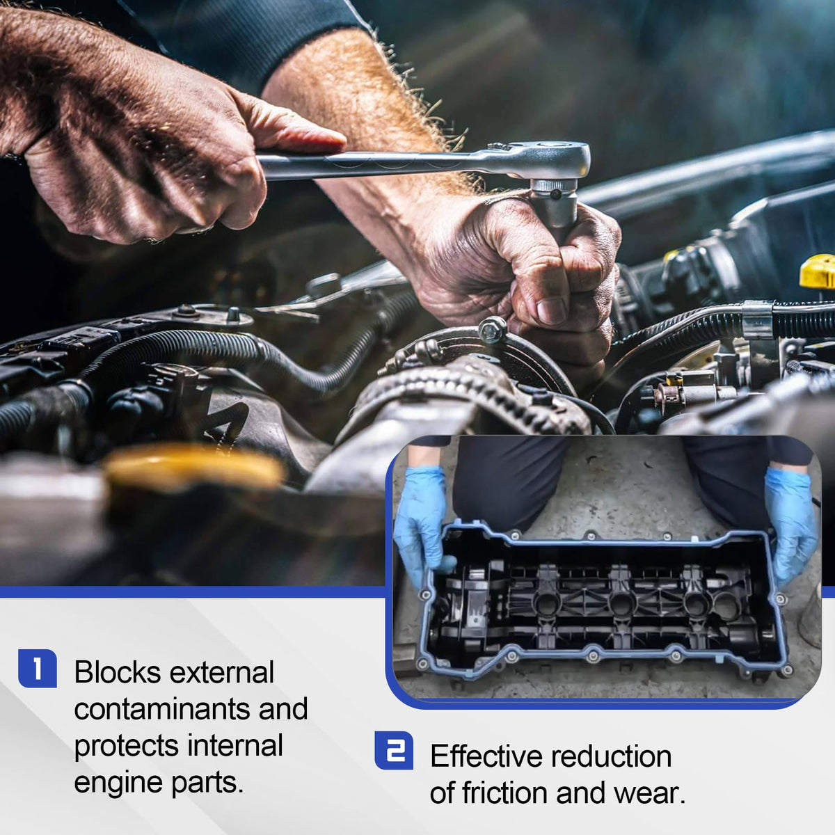 X4XZ gasket installed on engine valve cover demonstrating leak prevention