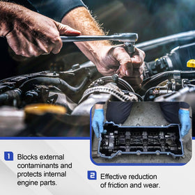 X4XZ gasket installed on engine valve cover demonstrating leak prevention