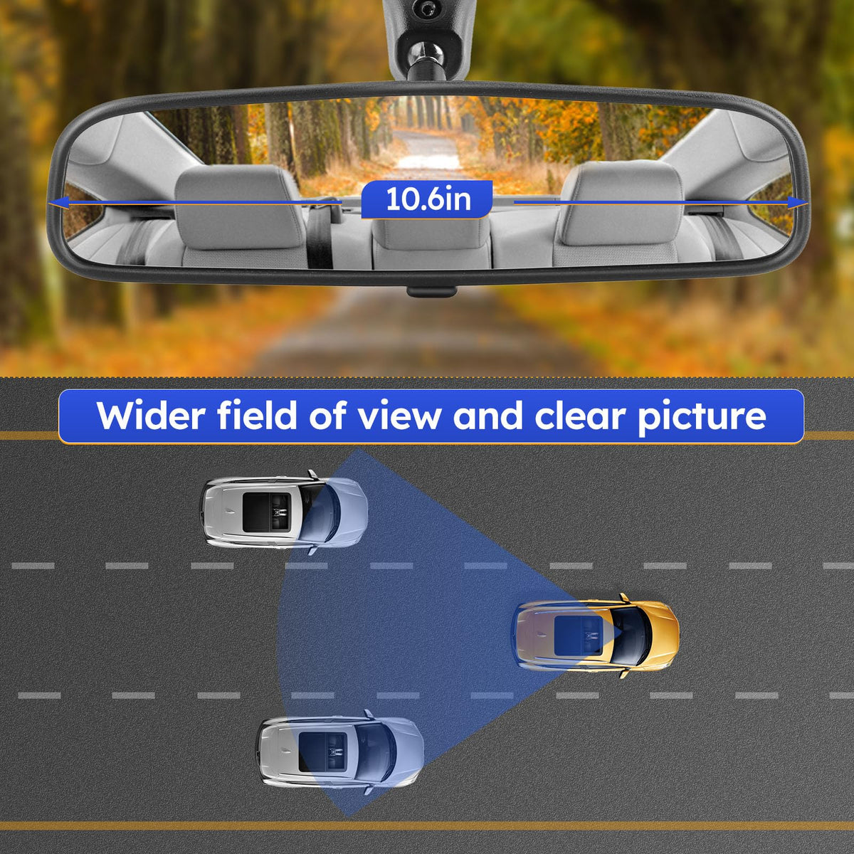 X4XZ installed interior mirror showing wide rear view while driving