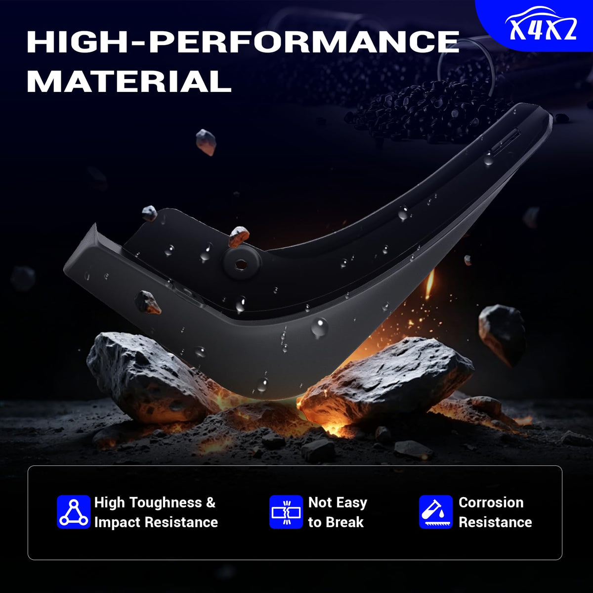 X4XZ rear mud flap fitted protecting lower rear quarter panels
