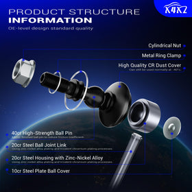 X4XZ sway bar link installed on vehicle front improving handling and quietness