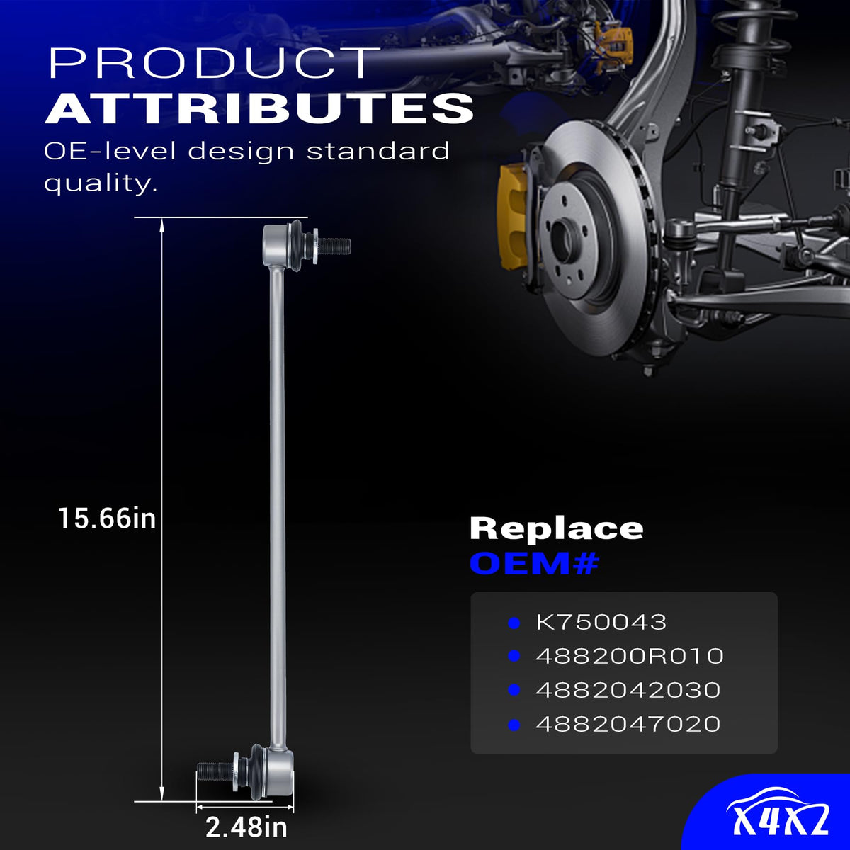 X4XZ two replacement links side-by-side showing matching OE geometry and quality