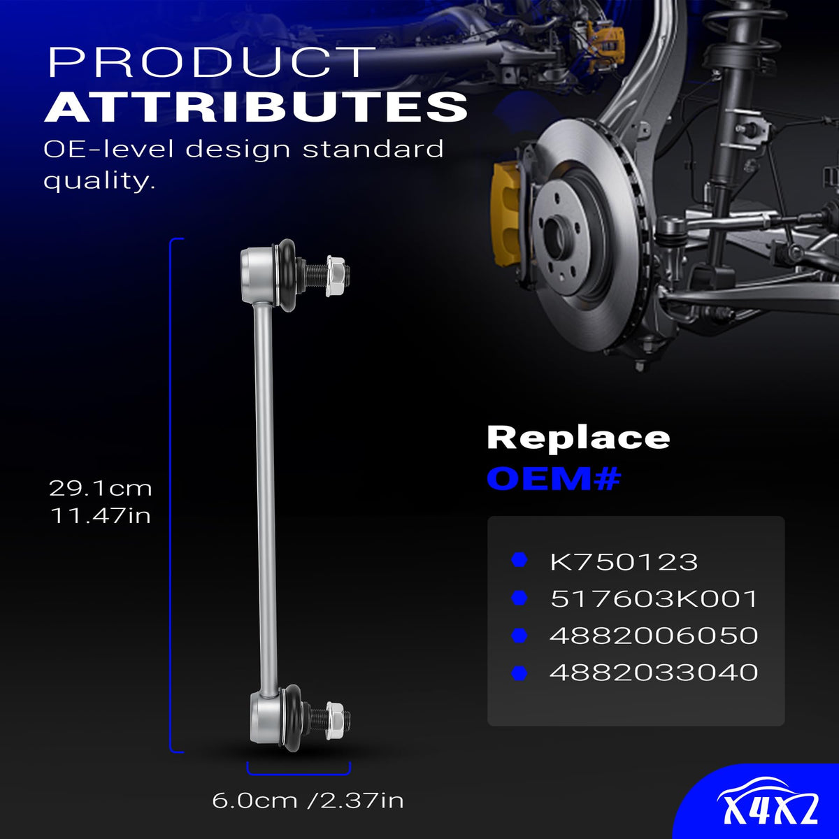 X4XZ link beside ruler for scale showing accurate OE-fit dimensions
