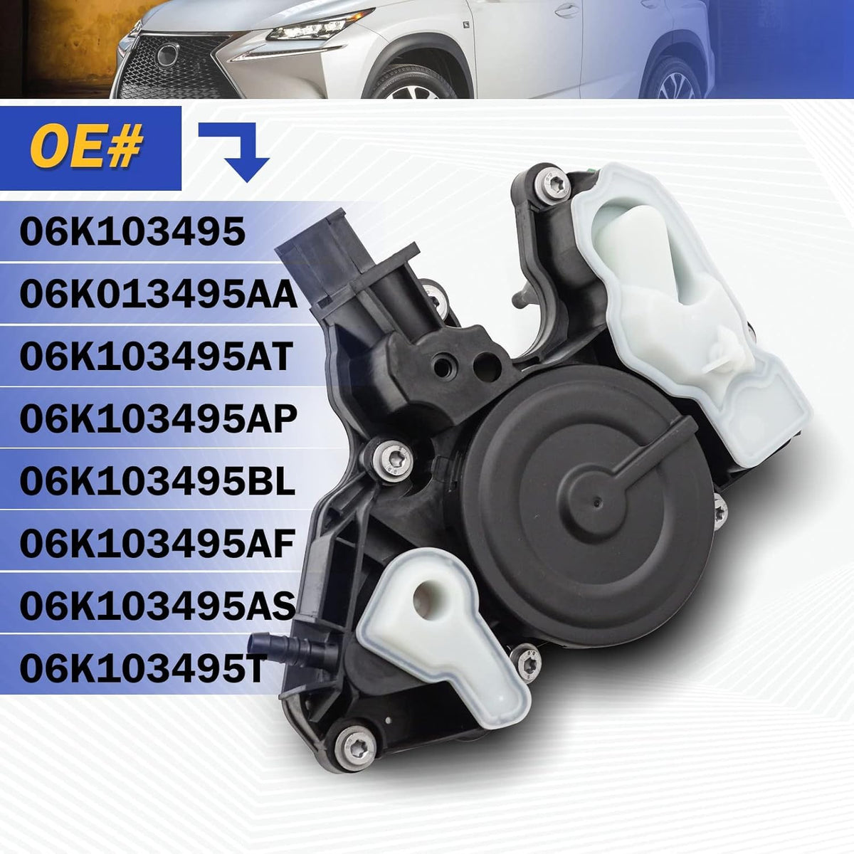 X4XZ oil separator label showing compatible OE numbers for confident match