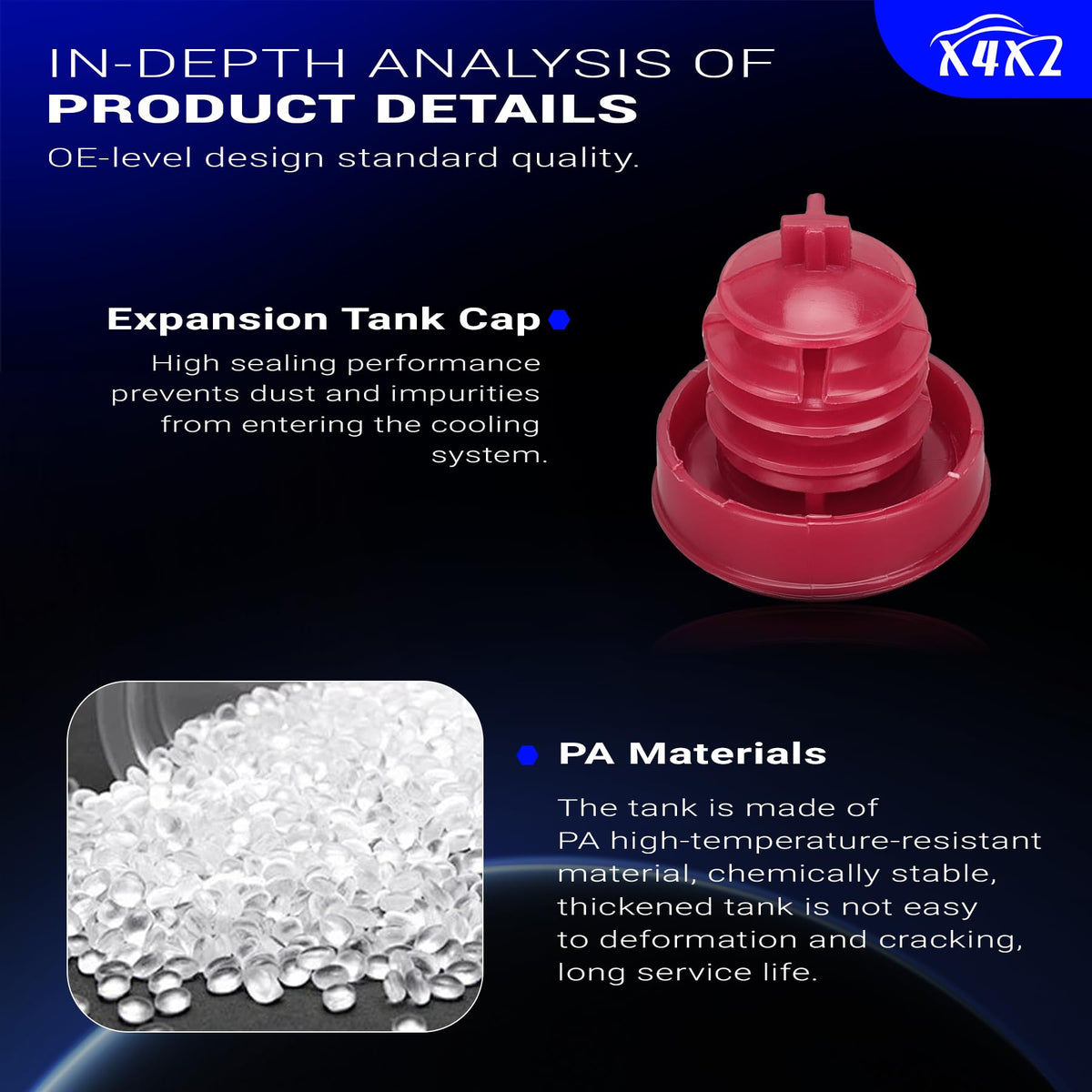 X4XZ plastic material close-up indicating heat resistance and durability