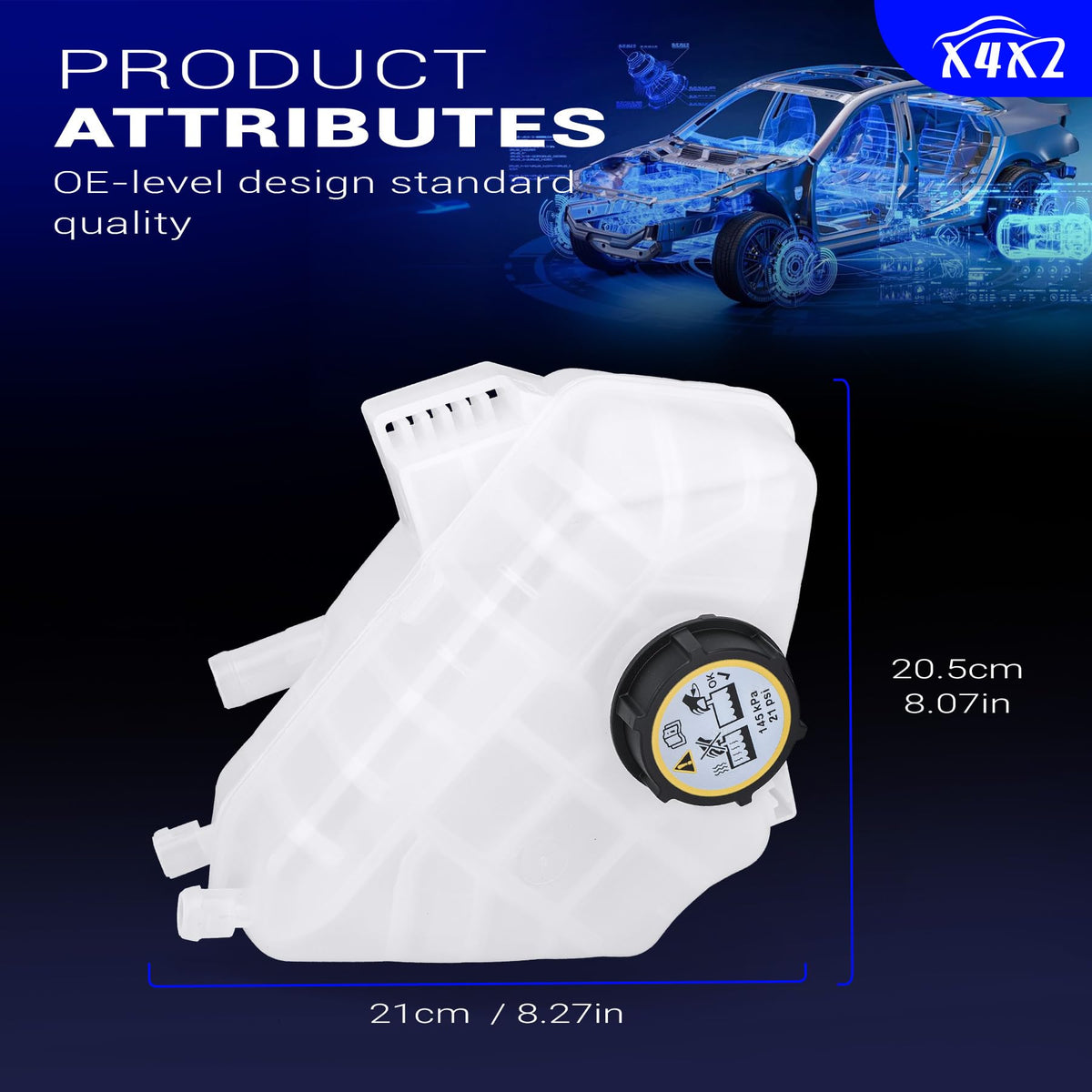 X4XZ reservoir installed under hood improving cooling system reliability