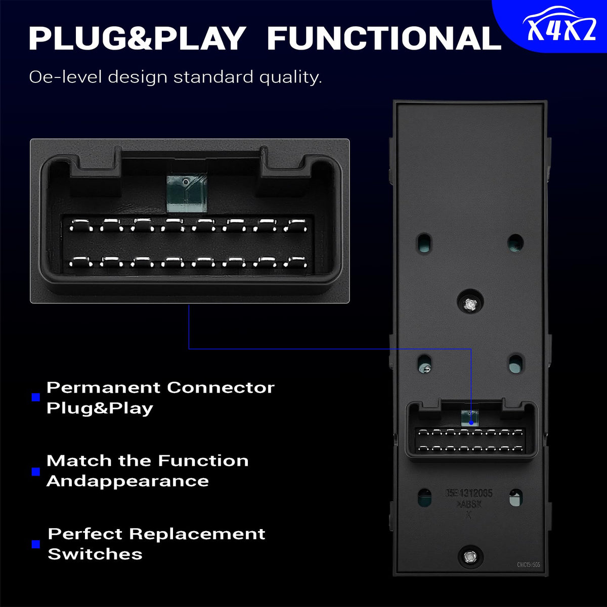 X4XZ side profile of switch housing demonstrating OE-size fit and secure mounting benefit