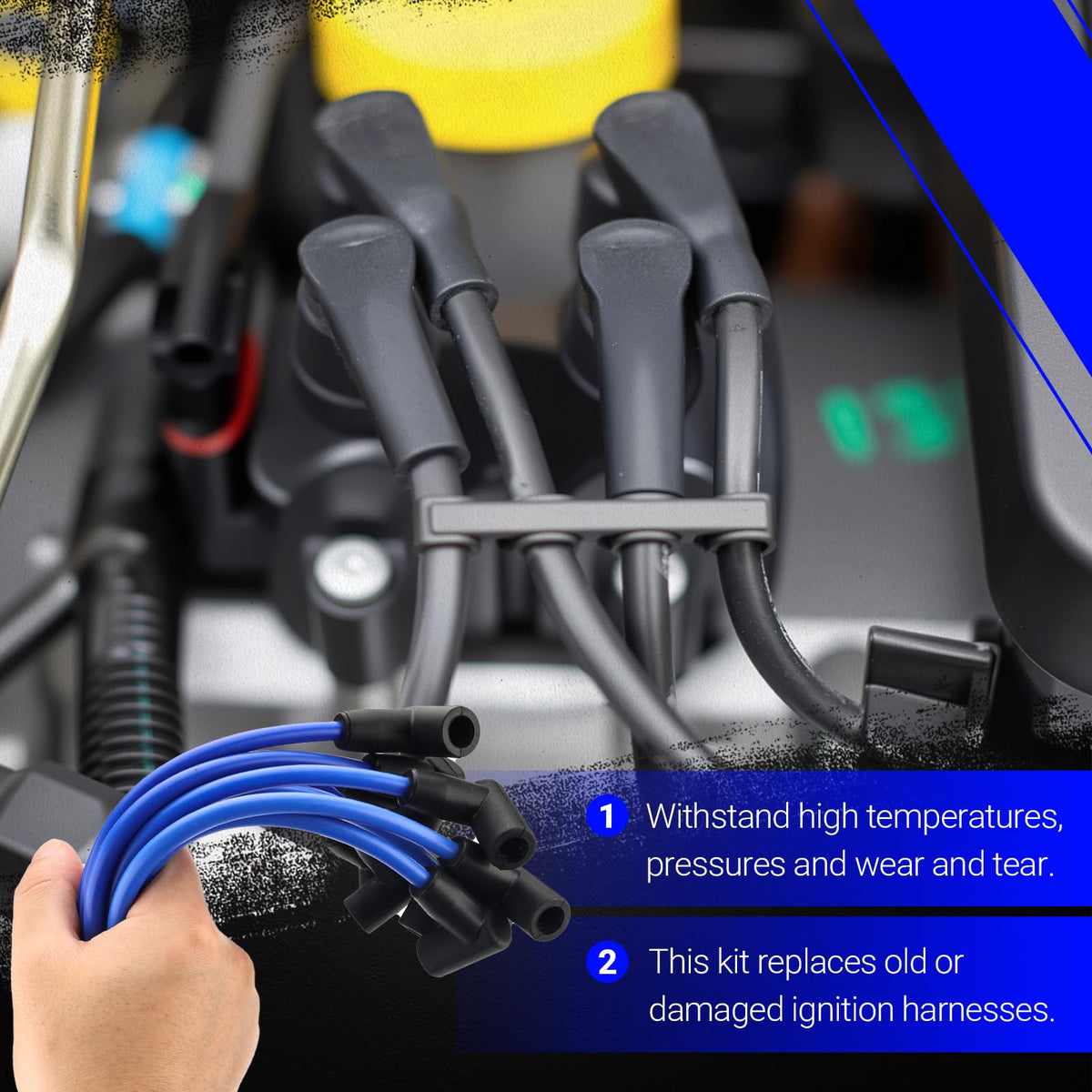 X4XZ wires installed on a Dodge engine showing clean routing and improved ignition reliability
