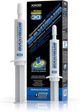 XADO syringe front packaging showing product and clear dosing for instant transmission improvement