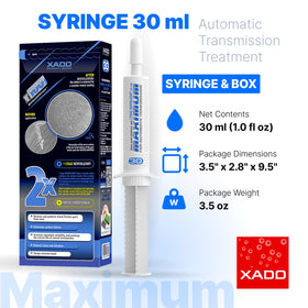XADO label detail close-up highlighting Revitalizant formula benefits and usage instructions