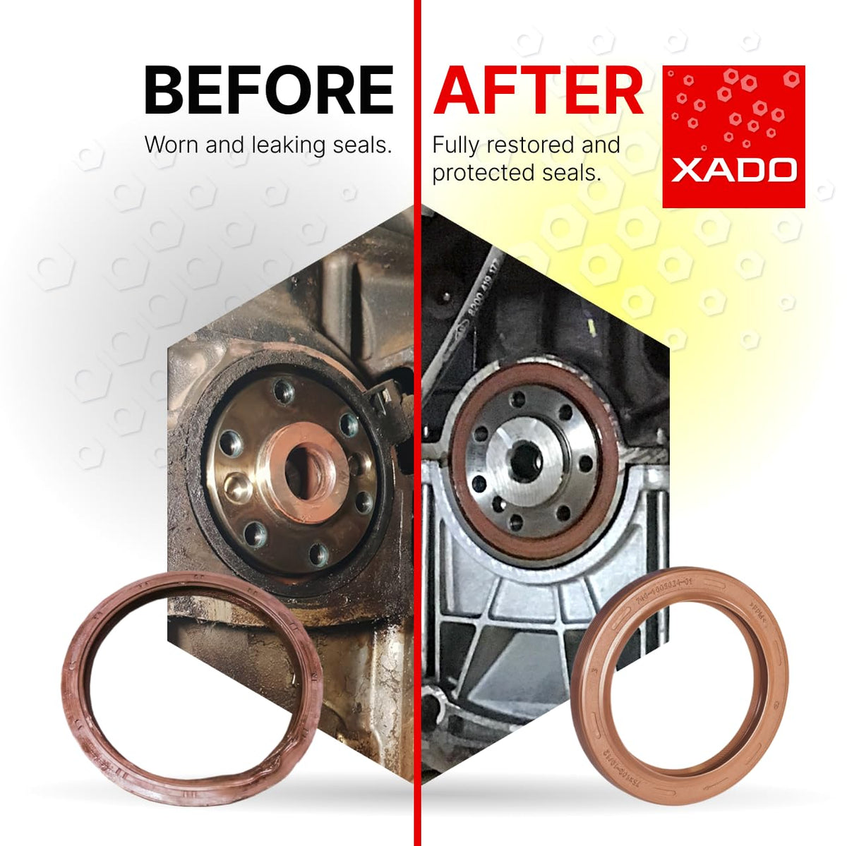 XADO ATOMEX used on a motorcycle engine improving seal elasticity