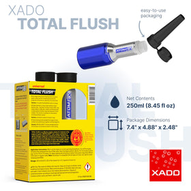 XADO bottle back label closeup with directions and usage information