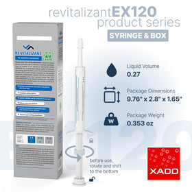 XADO bottle pouring into transmission dipstick tube, easy application benefit