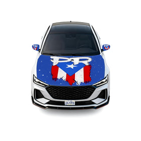 Xalvoria hood cover on car front showing Puerto Rico design and protective finish