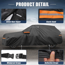X AUTOHAUX elastic hem and wind straps securing cover in wind