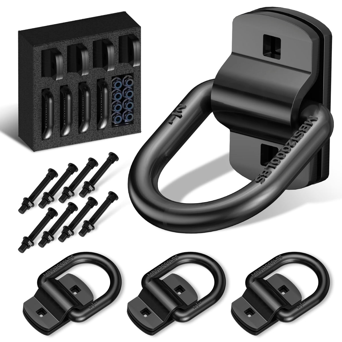 XaXmTee front view of 4-pack anchors showing durable finish and included parts