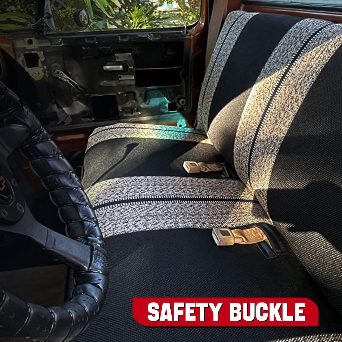 XCAR installed on pickup bench showing easy fit and protection for passengers