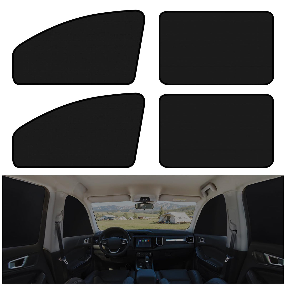 XCBYT front packaging showing four blackout shades and quick install benefit
