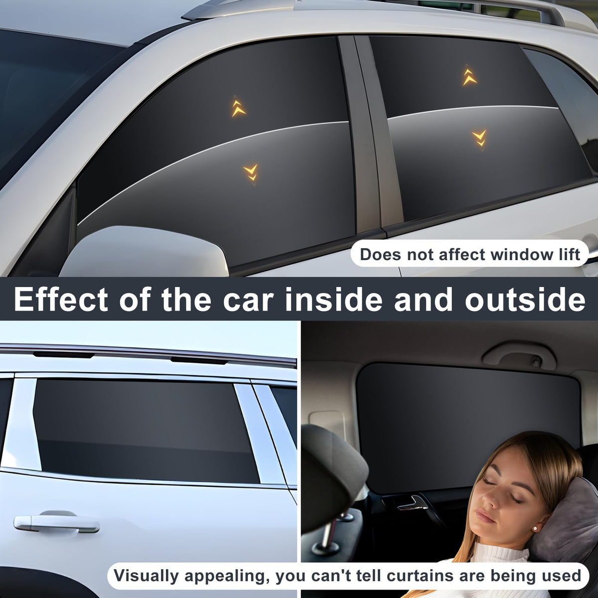 XCBYT darkened car interior with shade, enhances privacy and comfort