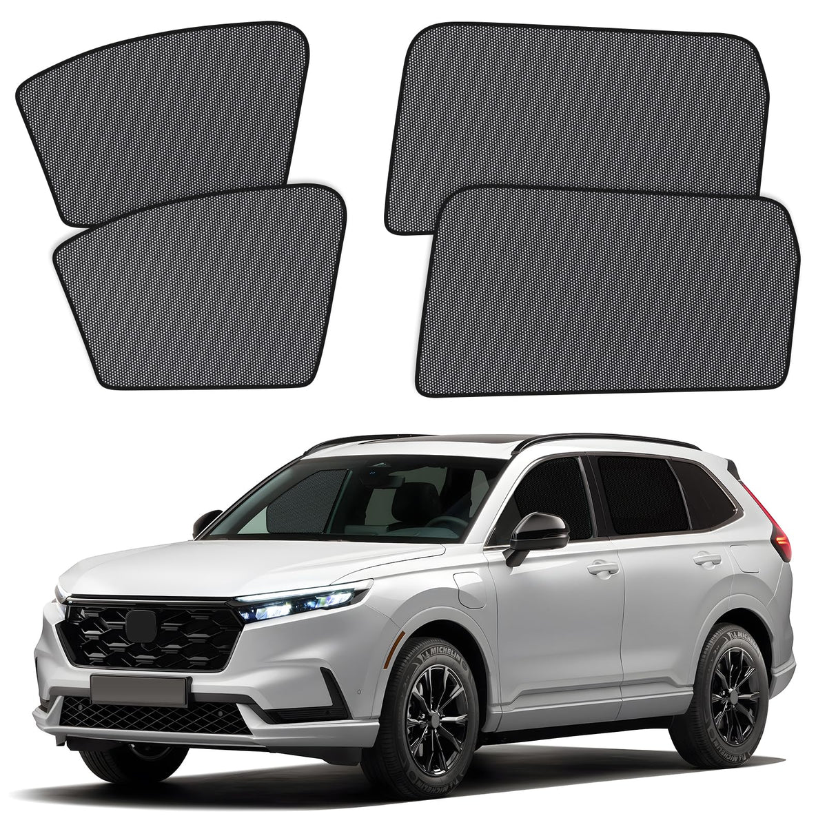 XCBYT front window shade fitted on CRV showing maintained mirror visibility and cooling benefit