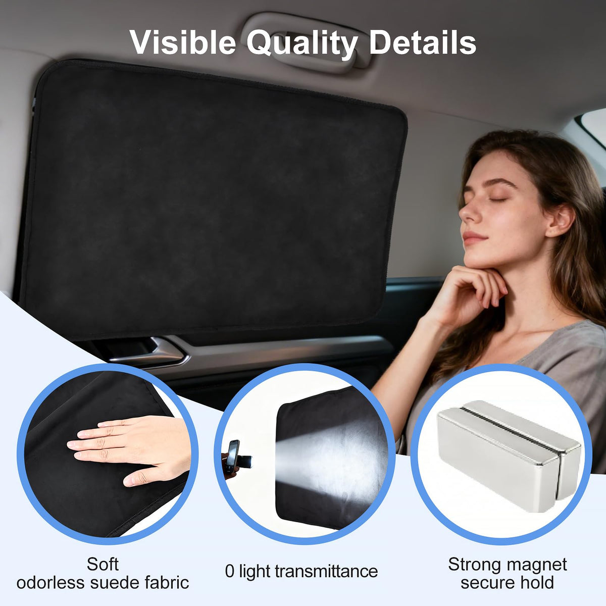 XCBYT in-car scene with person resting demonstrating privacy and shade