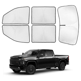 XCBYT front windshield cover installed reflecting sunlight and cooling interior