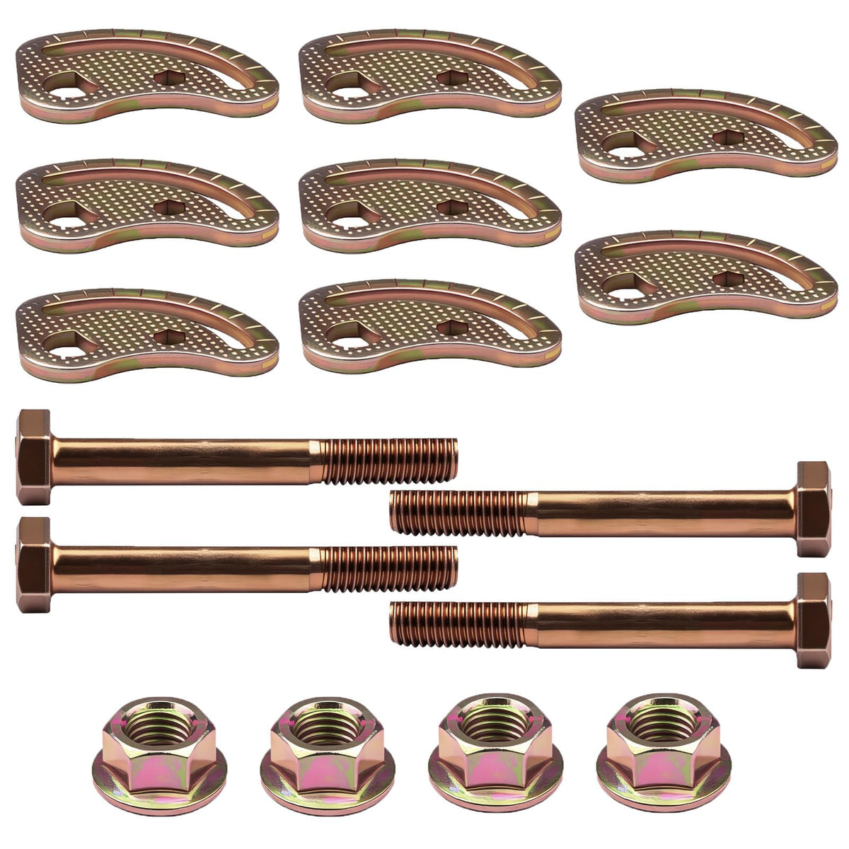 XDDPRO front kit packaging showing complete cam bolt set and benefit of full replacement