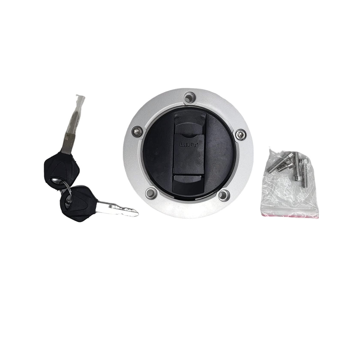 XDF fuel cap front view showing clean finish and secure fit benefit