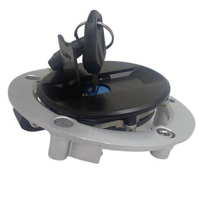 XDF fuel cap in garage lifestyle setting showing ready-to-ride convenience benefit