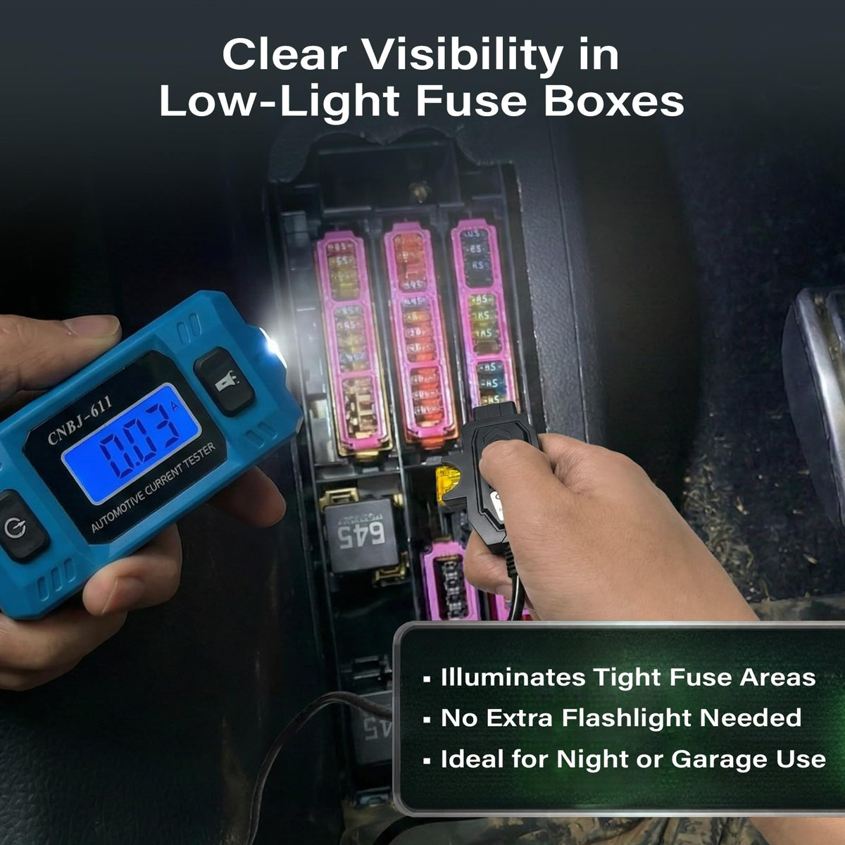 XENIVO on a workbench in a garage illustrating practical vehicle troubleshooting
