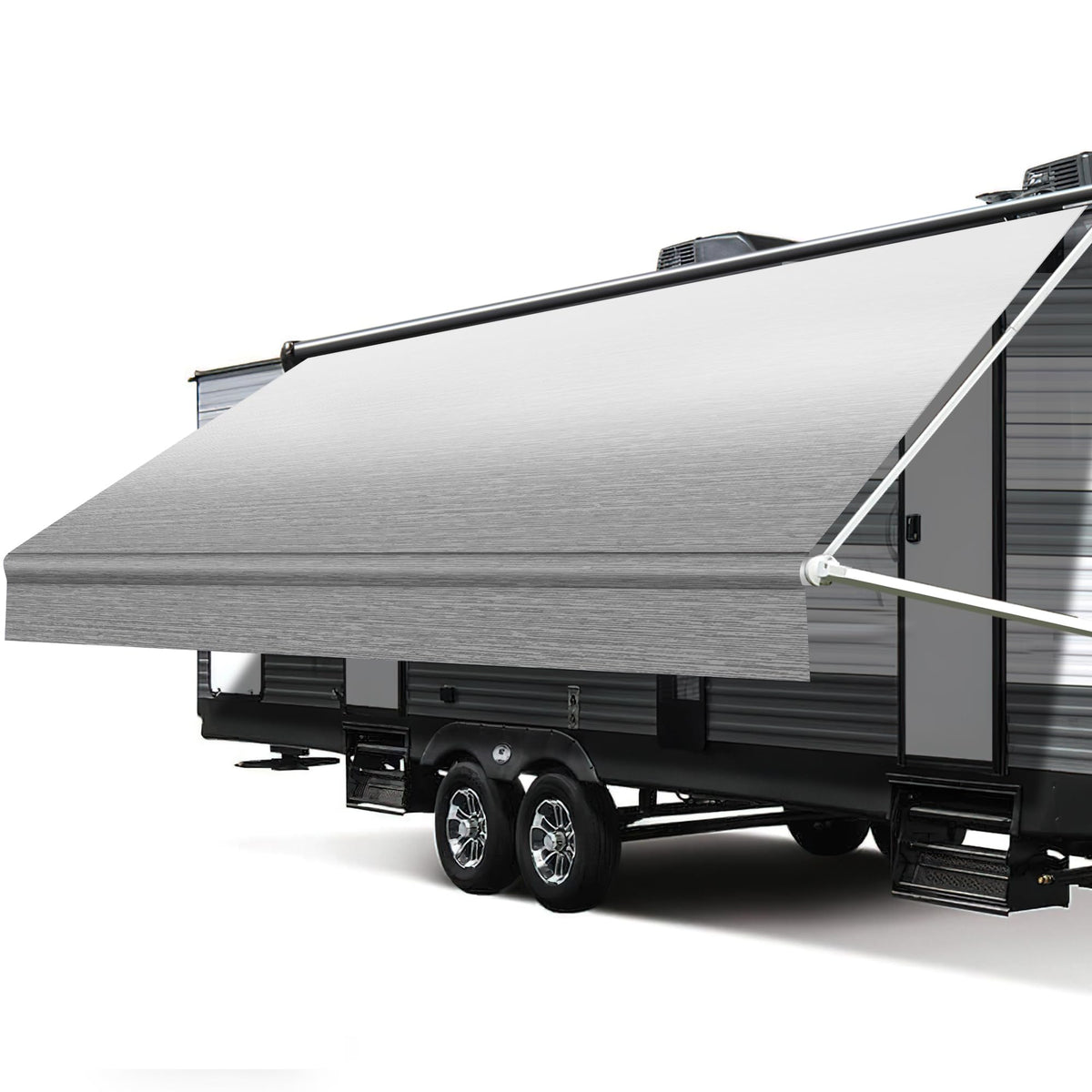 Xenjum front view of folded replacement awning fabric showing ready-to-install benefit