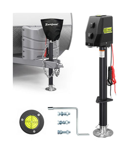 Xenjum front view of electric trailer jack showing sturdy base and mount for durable support