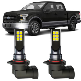 XFLHEHD front view of two fog bulbs showing plug‑and‑play fit and improved visibility