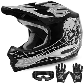 XFMT helmet front view black skull showing full-face protection and style