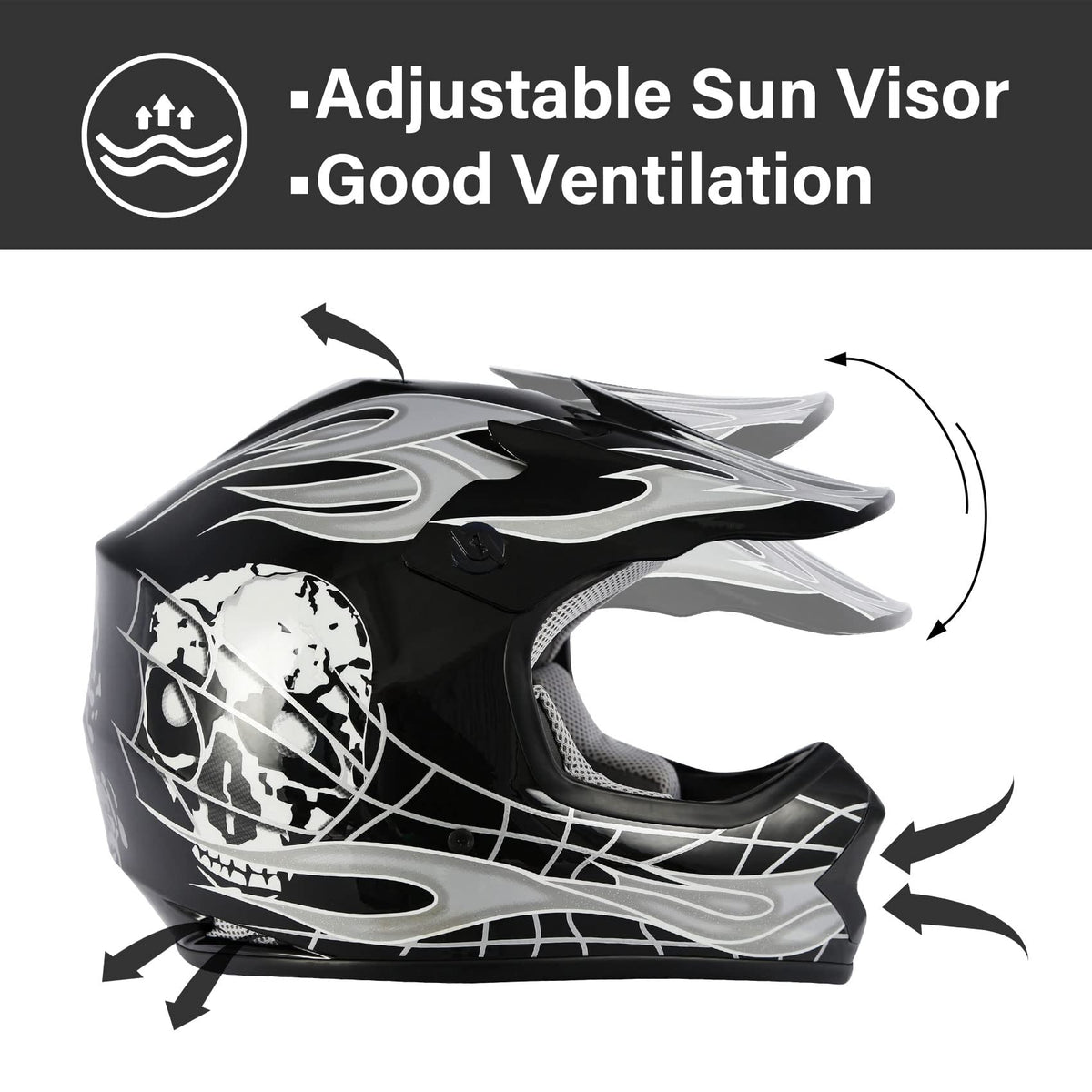XFMT helmet side profile visor detail offering sun glare reduction benefit