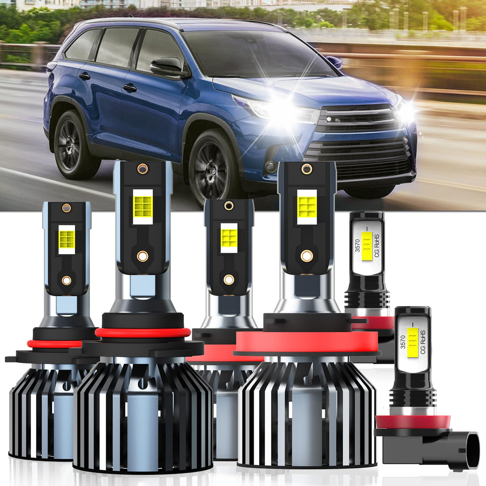 XG Glitter front pack showing Highlander-compatible bulbs and easy install benefit