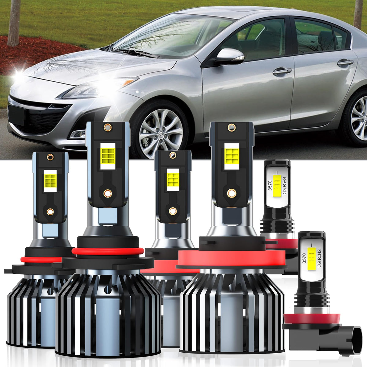 XG Glitter front packaging showing six-bulb kit and fitment details, quick upgrade benefit