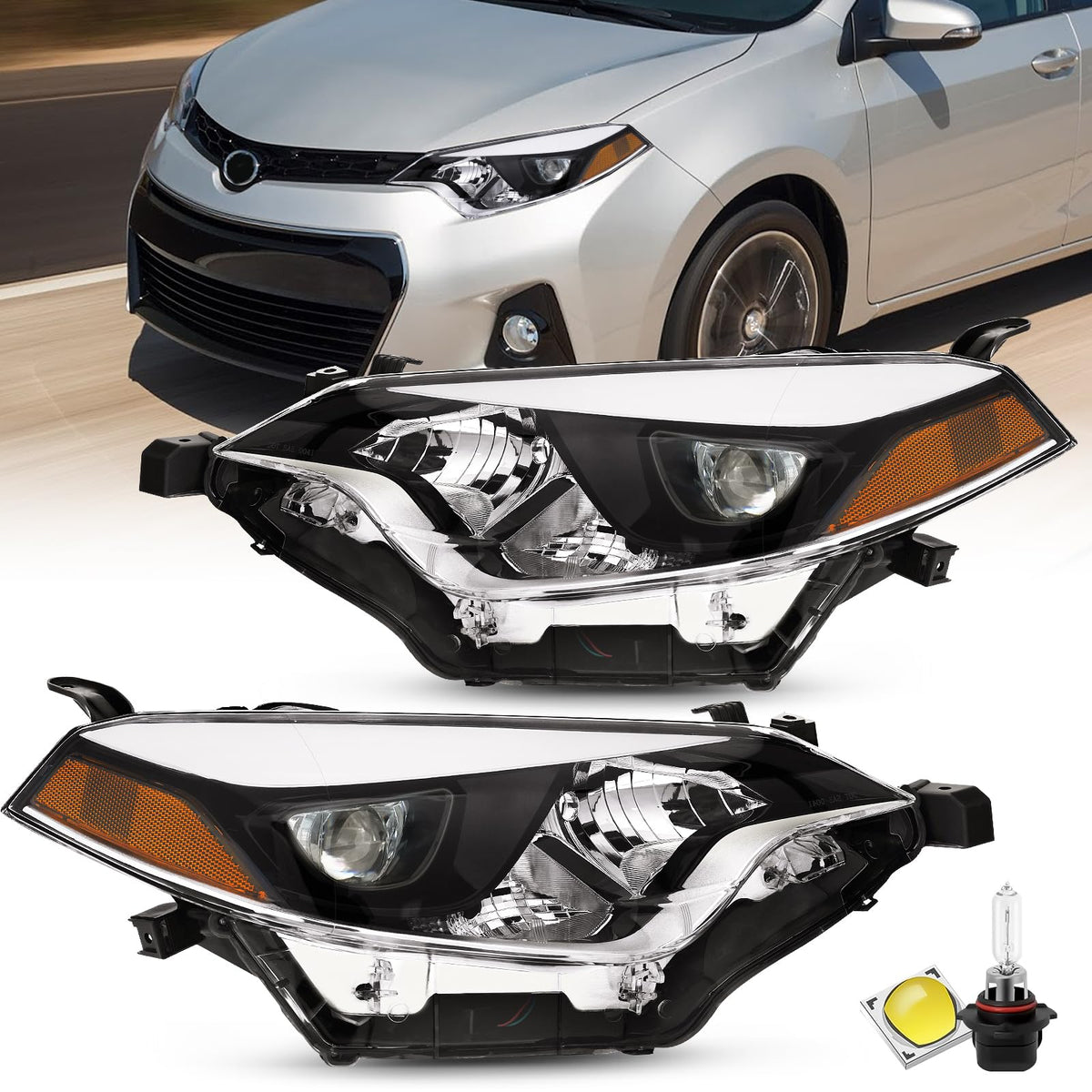 XGWZ front packaging showing both headlight assemblies and bulbs for quick fit