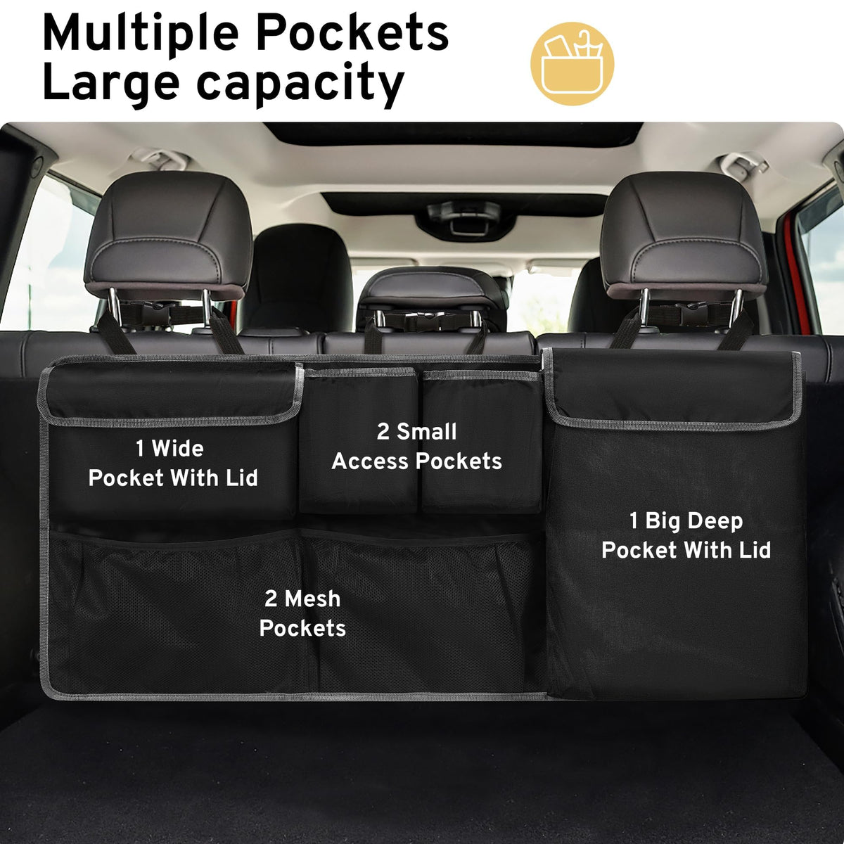 XHRING mesh pocket detail displaying see-through storage and quick access