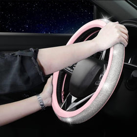 XIANGDING installed on steering wheel lifestyle shot showing fashionable interior upgrade