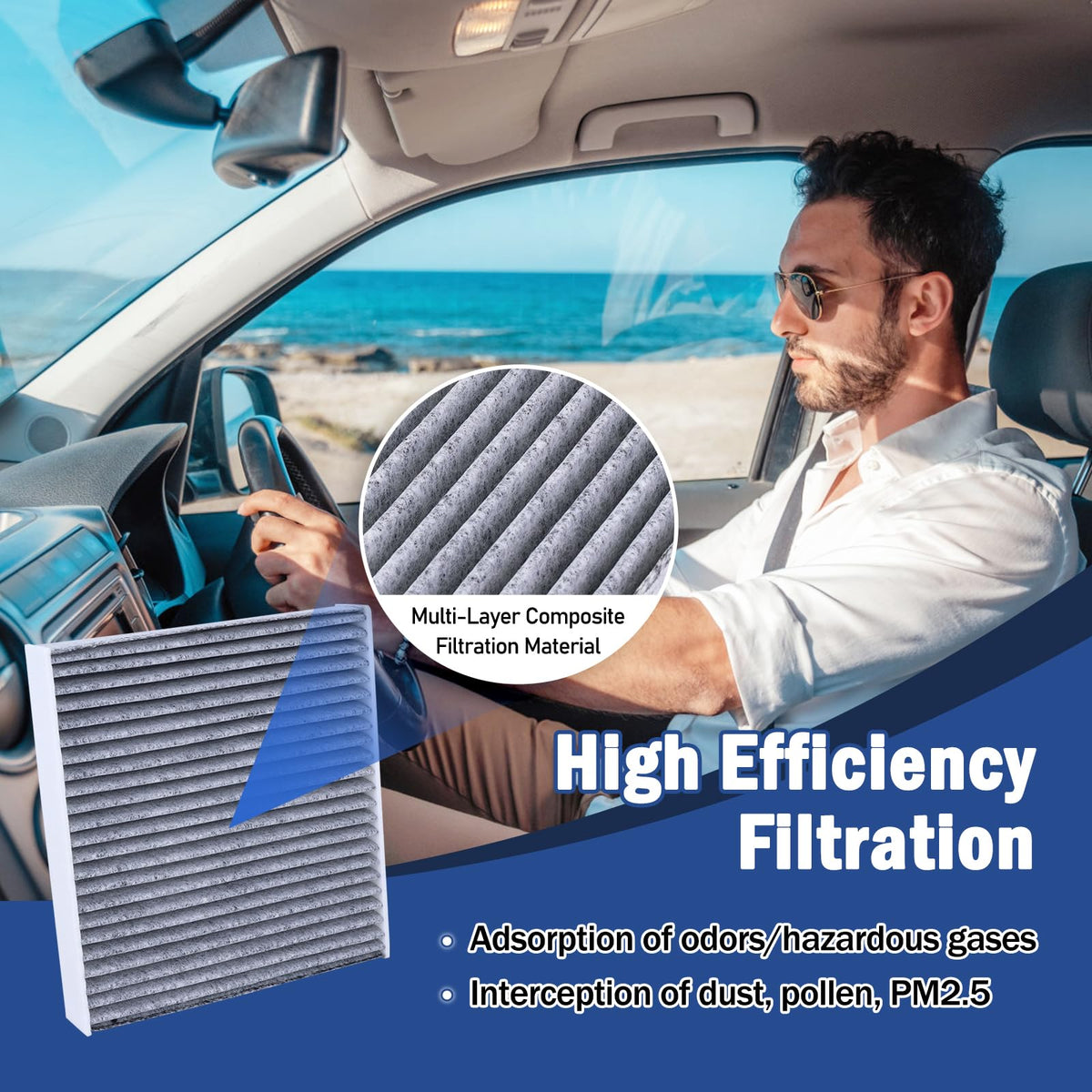 Xiaoyudou engine filter installed under hood showing direct OEM fit and protection