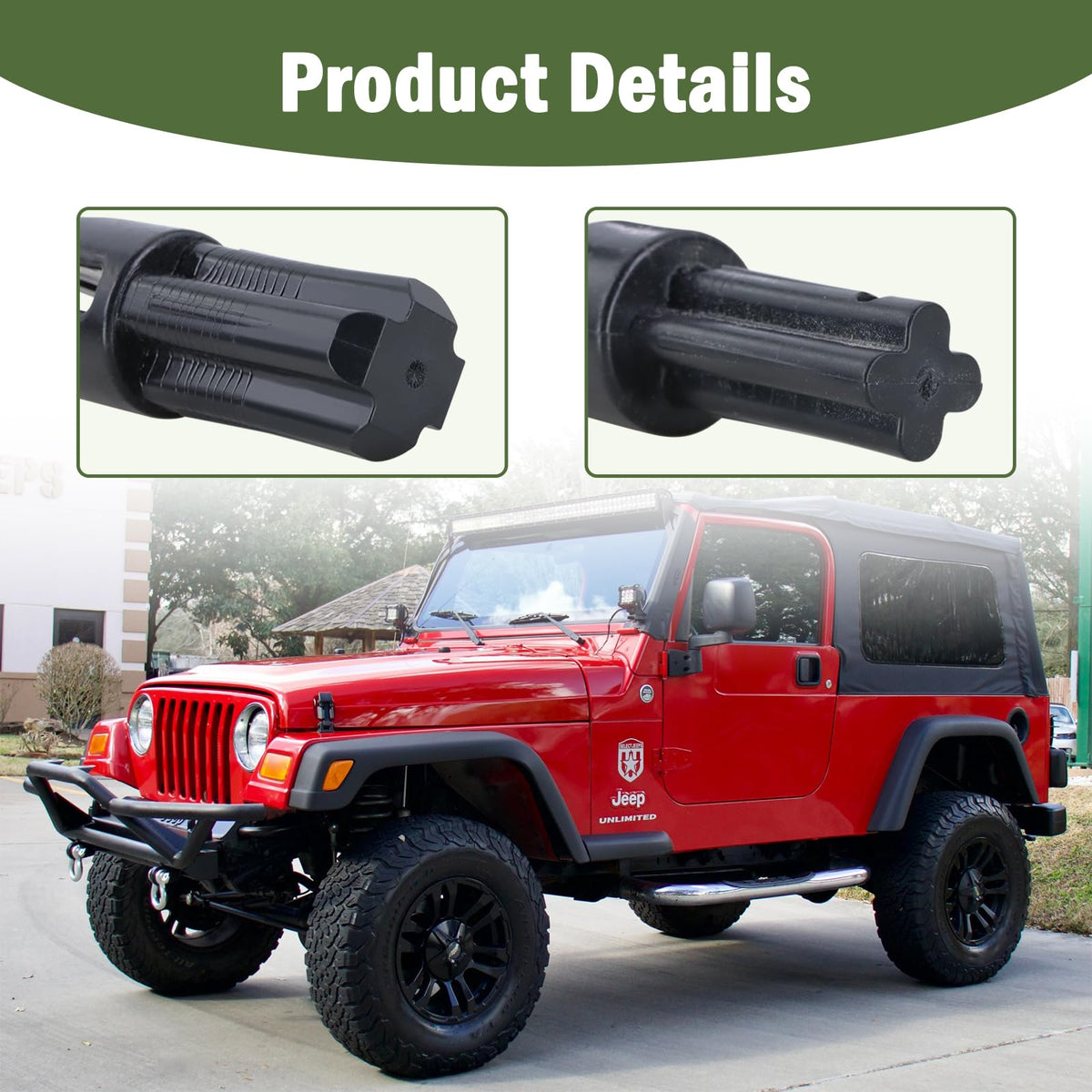 Xiaoyudou knuckle kit on a Jeep in motion showing reliable soft-top performance