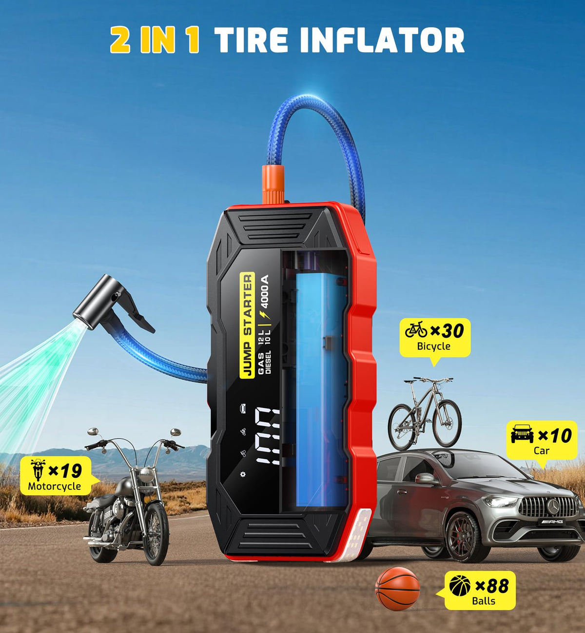Xiauodo LCD display and buttons, clear tire pressure readout for accuracy