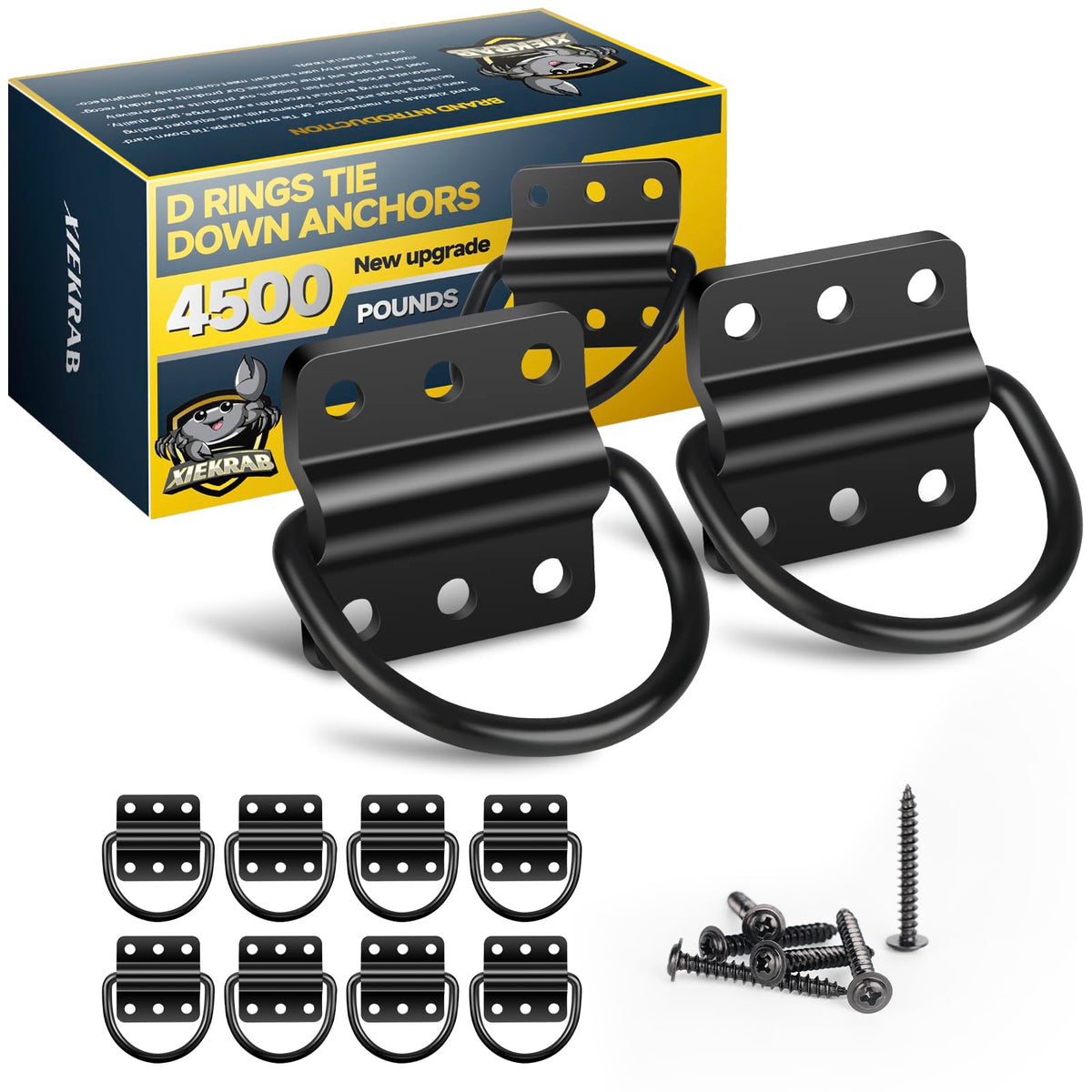 XIEKRAB front view of 10-pack D-ring anchors showing compact packaging and quantity