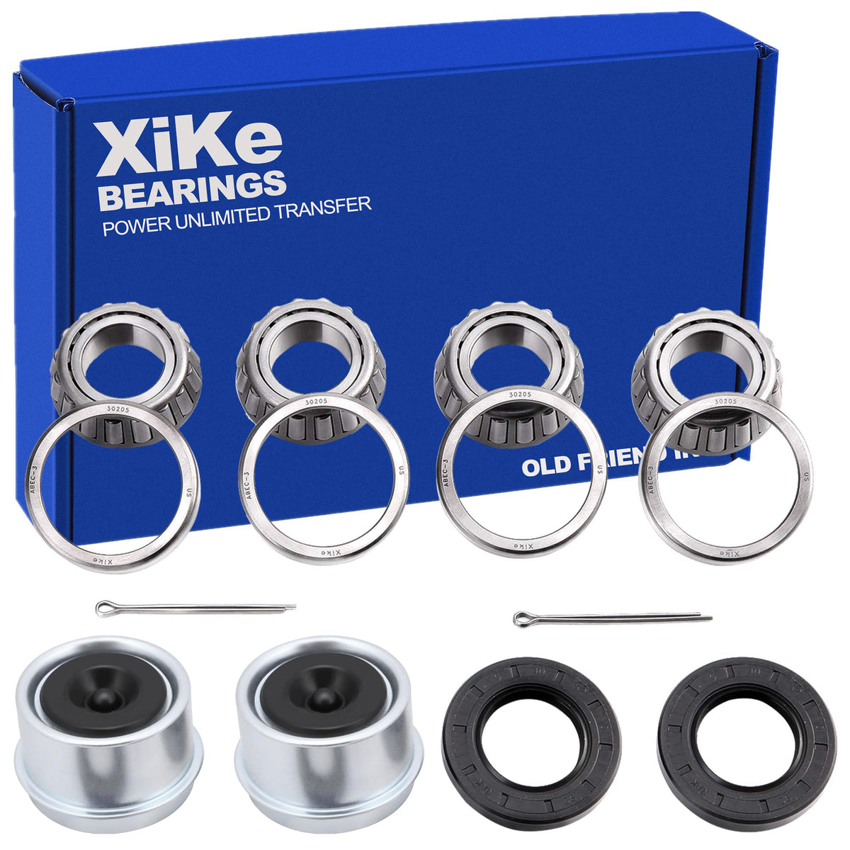 XiKe front packaging showing full bearing kit and included hardware for easy identification