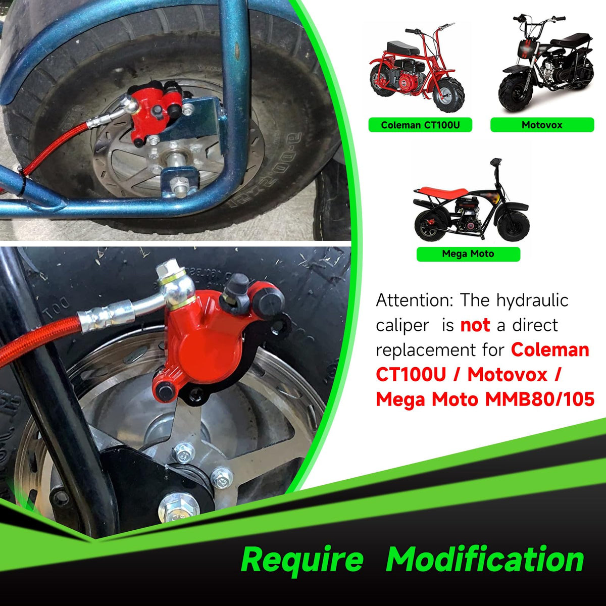 XIKOBY 50-inch brake hose routed along frame, correct length reduces fitting modifications
