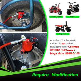 XIKOBY 50-inch brake hose routed along frame, correct length reduces fitting modifications