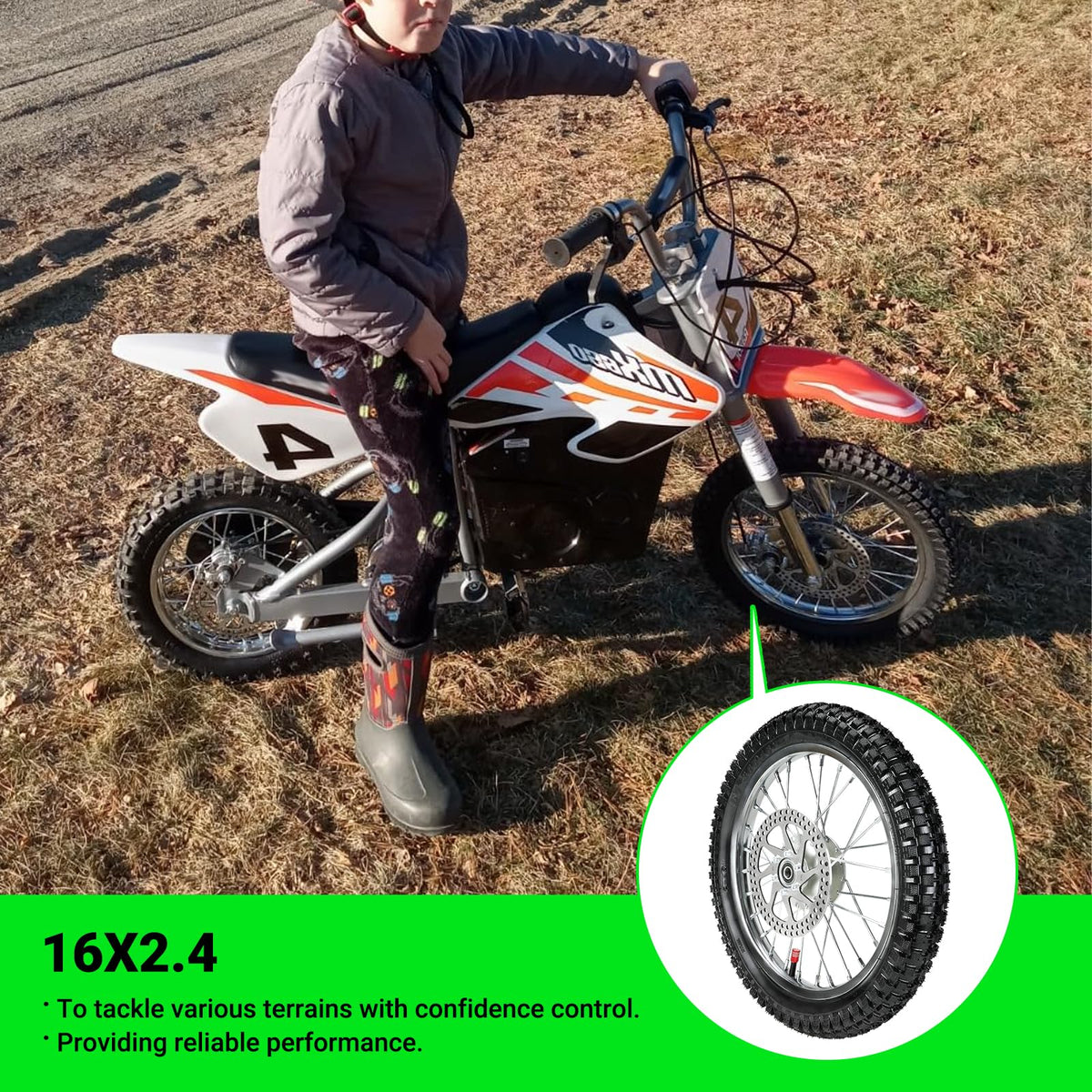 XIKOBY assembled wheel mounted on a mini dirt bike for quick swap benefit