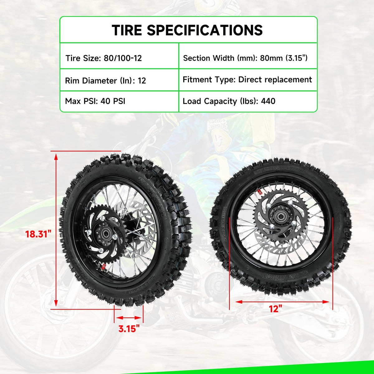 XIKOBY assembled wheel side profile highlighting correct rim and tire fit